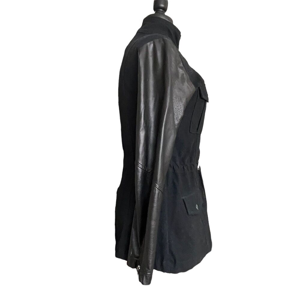 Rails Sz S Black Cargo Dark Academia Utility Jacket Lamb Leather Sleeves $348 - Picture 7 of 9